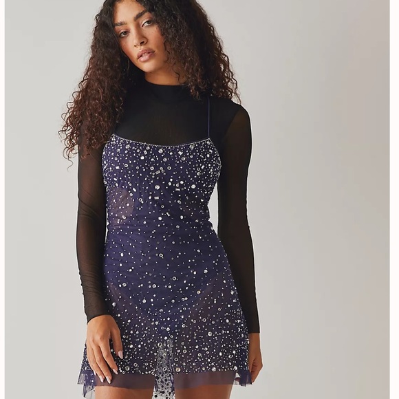 Free People Dresses & Skirts - Free People Into the Night Mini Slip Blue Size Medium New